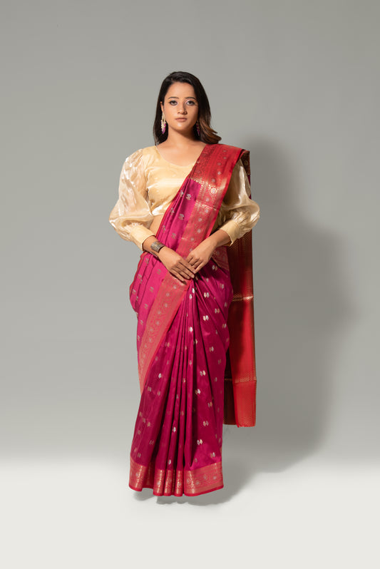 Twilight Elegance – Light Border Buti Silk