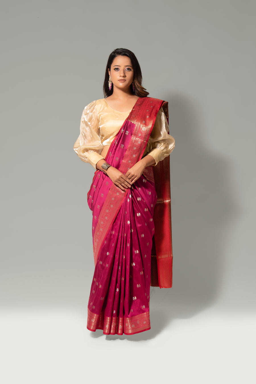 Twilight Elegance – Light Border Buti Silk