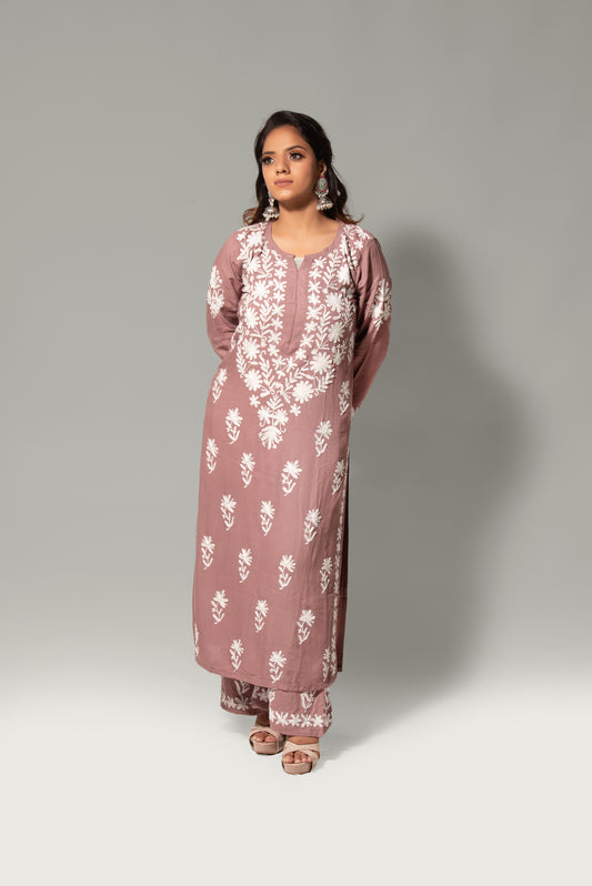 Rayon Chikankari Midi Plazzo Set