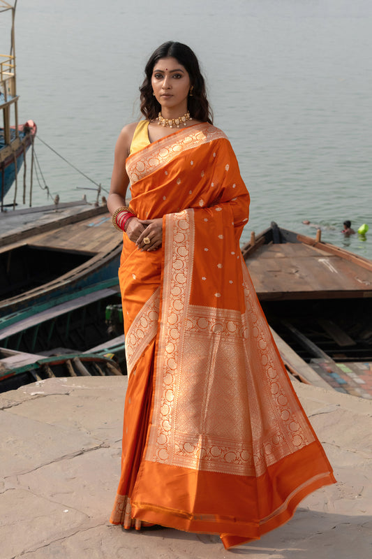 Pure Banarasi Handloom - Katan Floral Motifs