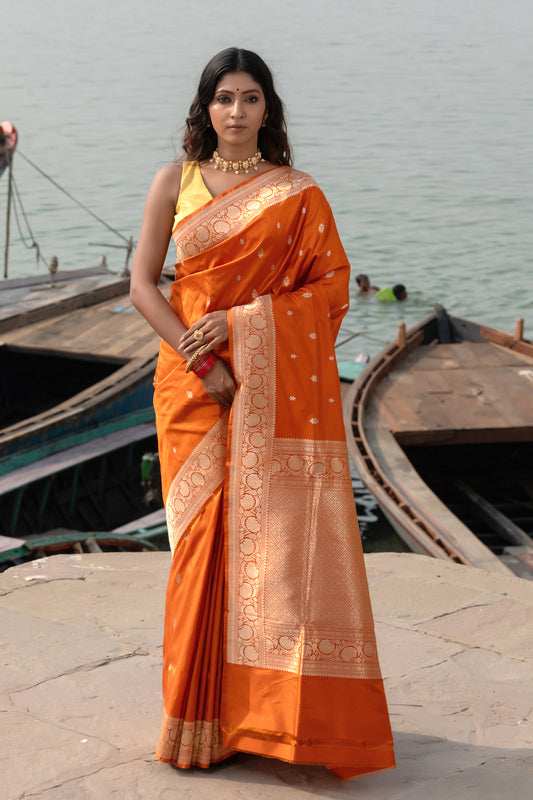 Pure Banarasi Handloom - Katan Floral Motifs