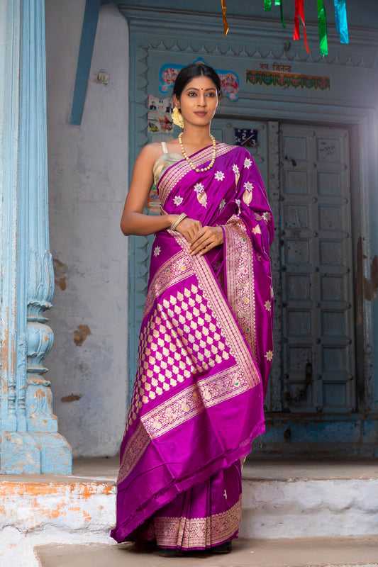 Pure Katan Banarsi Handloom - Meenakari