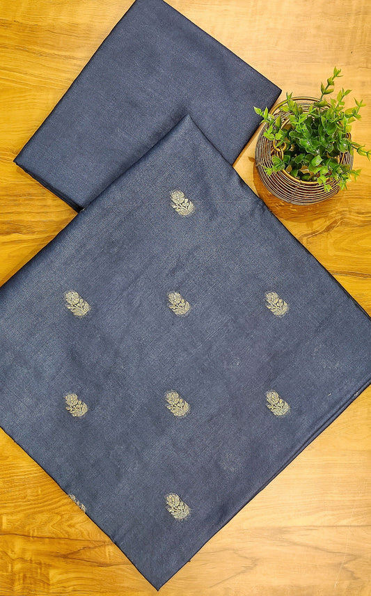 Banarasi Zari Weave Suit Fabric with Contrast Digital Print Dupatta