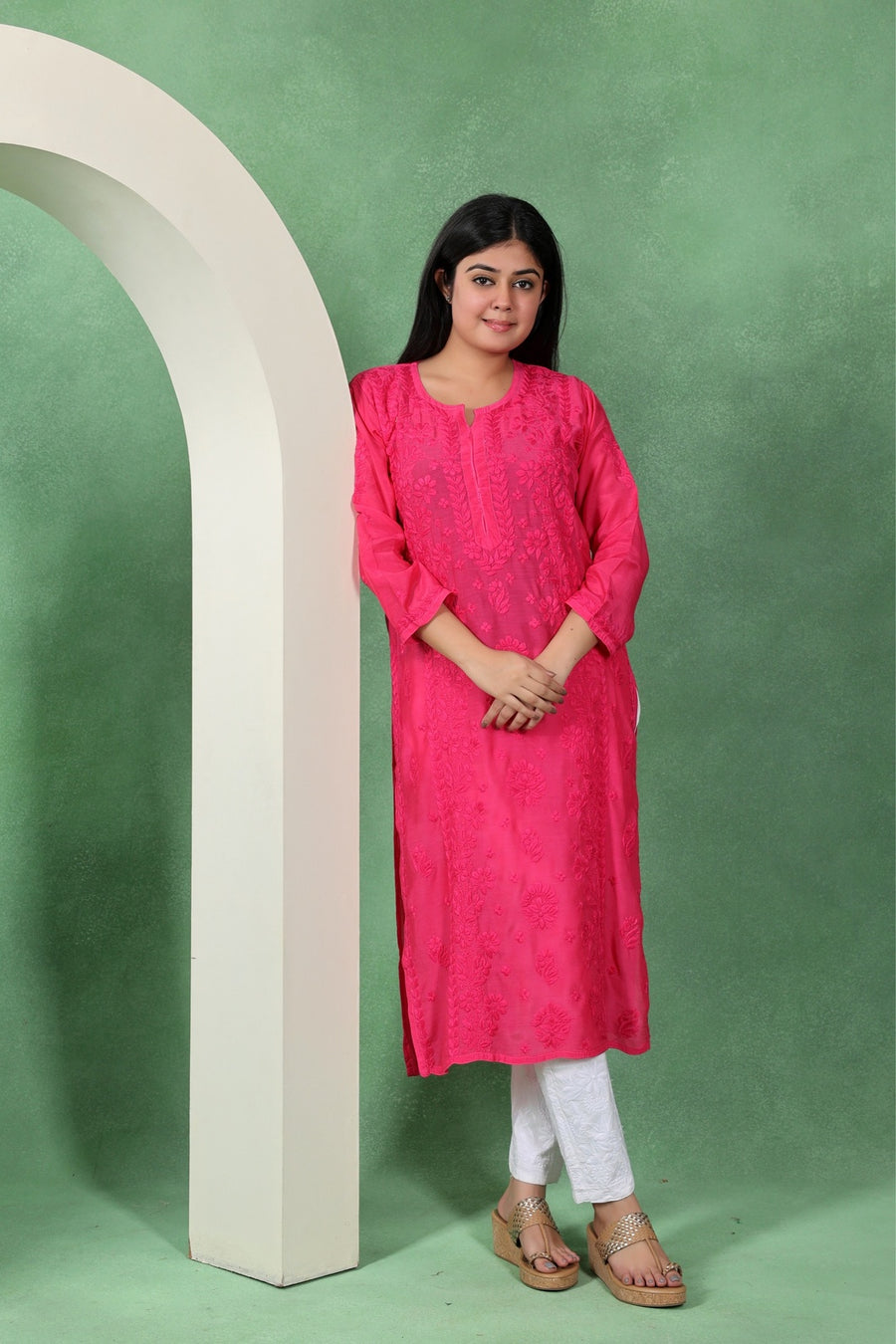 Chikankari Bootidar Straight Muslin Kurta for Women