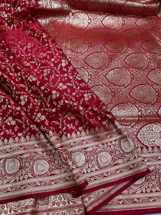 Surkh Saanjh – Banarasi Katan Silk — Pure Katan Handloom Saree