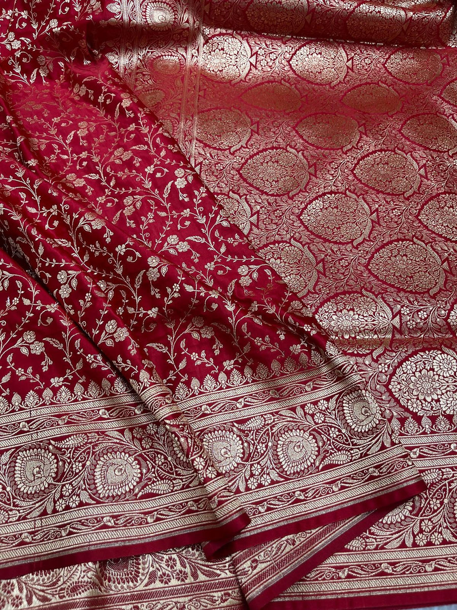 Surkh Saanjh – Banarasi Katan Silk — Pure Katan Handloom Saree