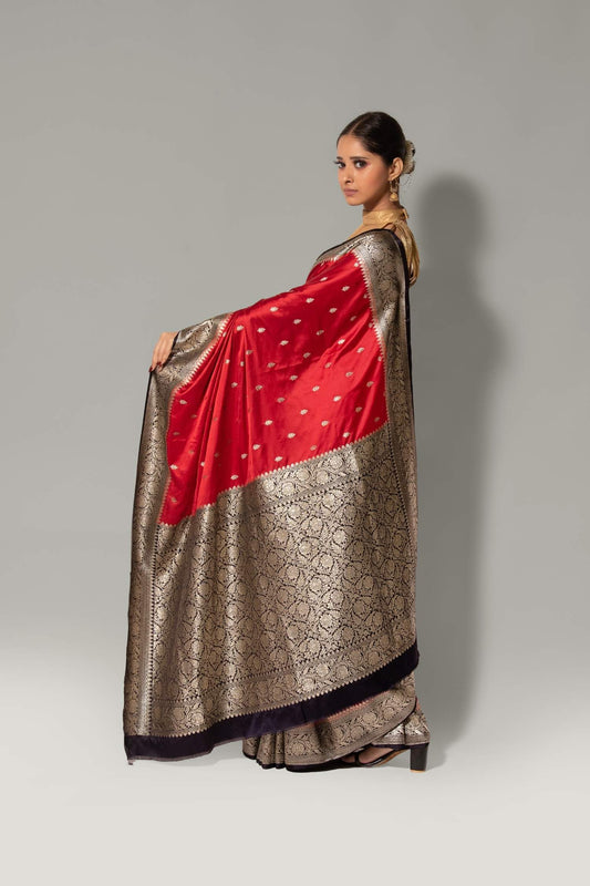 Regal Red Mashru Katan Saree