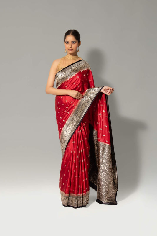 Regal Red Mashru Katan Saree